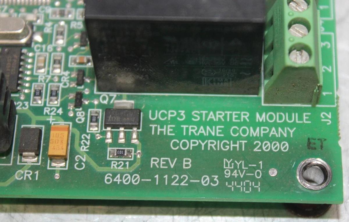 Used TRANE UCP3 STARTER CIRCUIT BOARD 6400-1122-03 REV. B X13650741-11 REV. H