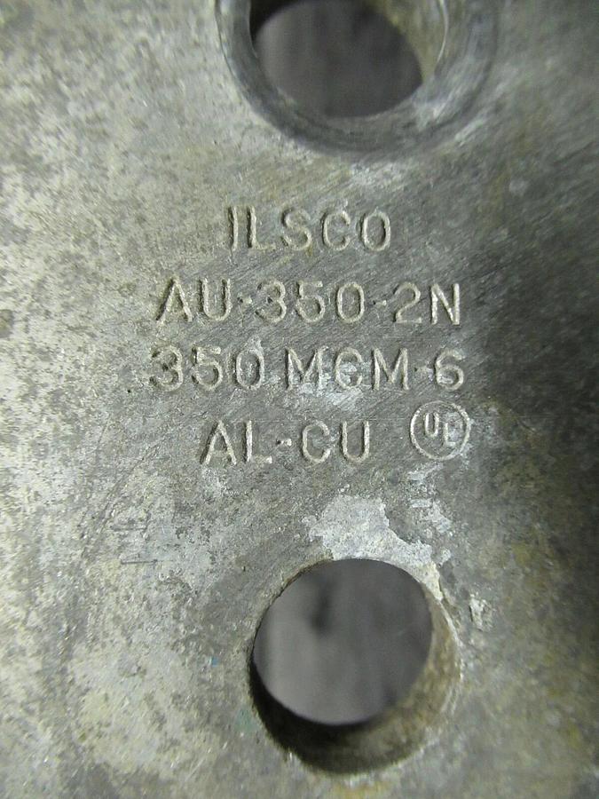 Used ILSCO AU-350-2N 2 DOUBLE BARREL MECHANICAL CONNECTOR LUG TAP 350MCM - #6 GAUGE