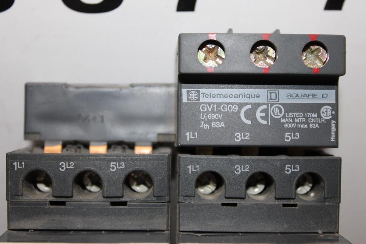 Used TELEMECANIQUE DELTA STARTER LC1D12 25 AMP 3-PHASE 600V 10HP W/ GV2ME14/6-10A