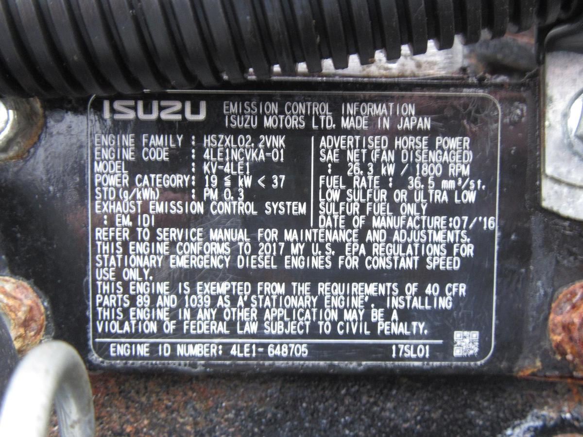 Used 20 KW DIESEL GENERATOR MTU 120/240 V 4LE1 ISUZU SOUND ENCLOSED 116 HRS  VIDEO