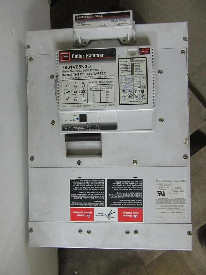 Used 650 AMP CONTINUOUS CUTLER HAMMER INSIDE THE DELTA - SOFT STARTER T801V65N3D