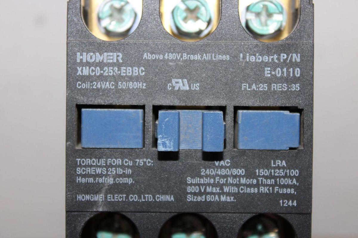 Used HOMER CONTACTOR XMC0-253-EBBC E-0110 25 AMP 600 VAC COIL: 24 VAC **LOT OF 2**