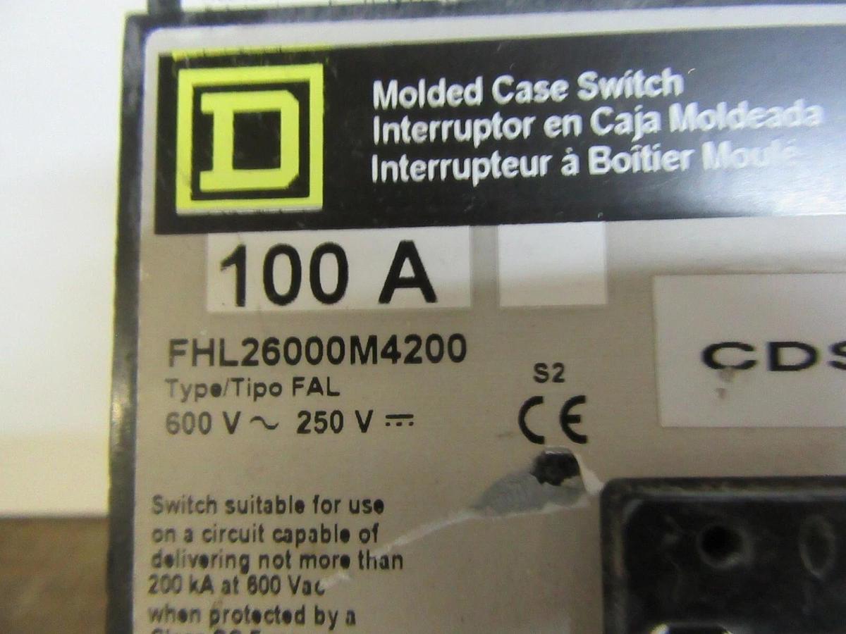 Used SQUARE D CIRCUIT BREAKER FHL26000M4200 100 AMP 600 VAC 2-POLE **WARRANTY**