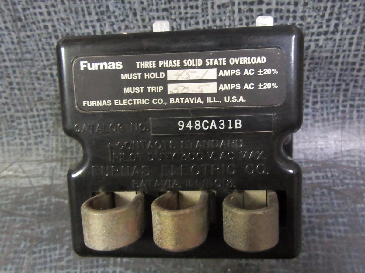 Used FURNAS SOLID STATE OVERLOAD RELAY 948CA31B TRANE # 13280008