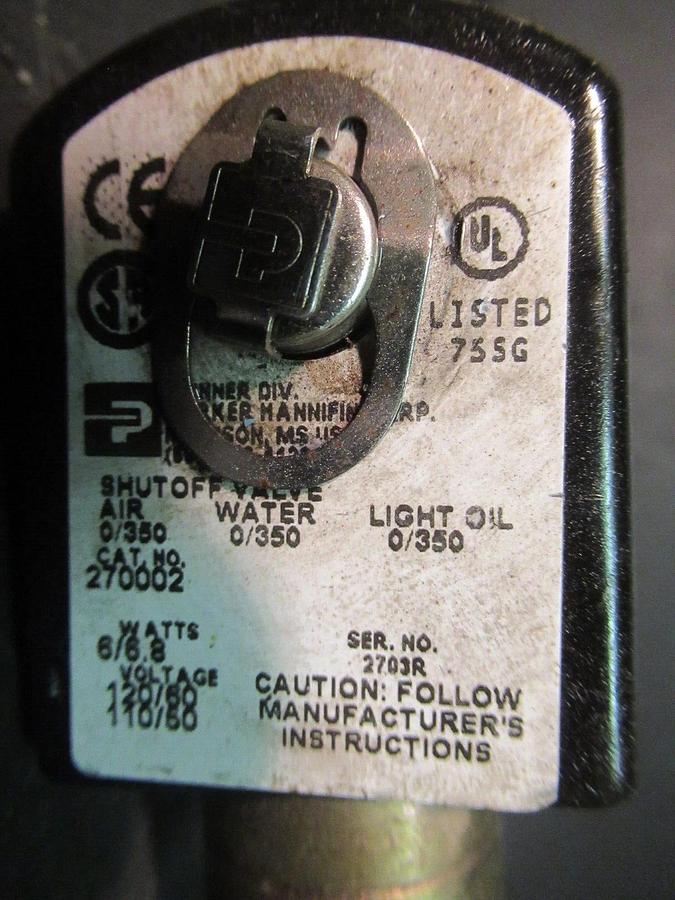 Used PARKER / SKINNER ELECTRIC SHUT-OFF VALVE 270002 120 VOLT 6.8 WATT **WARRANTY**