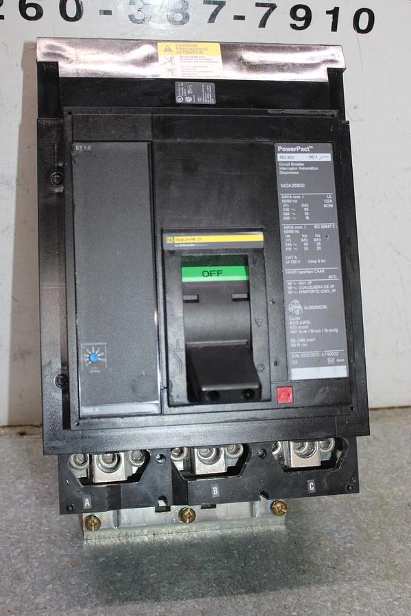 Used SQUARE D I-LINE CIRCUIT BREAKER LA36350 350 AMP 600 VAC 3-POLE