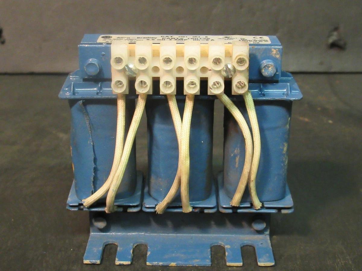 Used ALLEN BRADLEY 3 PHASE REACTOR CAT# 1321-3R4-B P/N: 150135 6.5 mH 4 A 600 V MAX