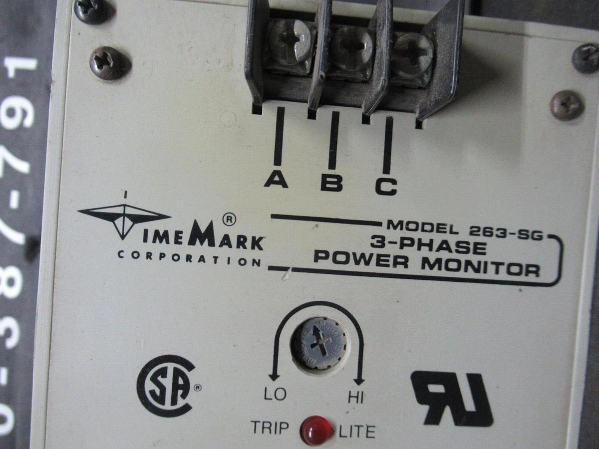Used TIMEMARK 3-PHASE POWER MONITOR C263-SG 380-480 VAC 3-POLE INPUT: 120 VAC @ 5 AMP
