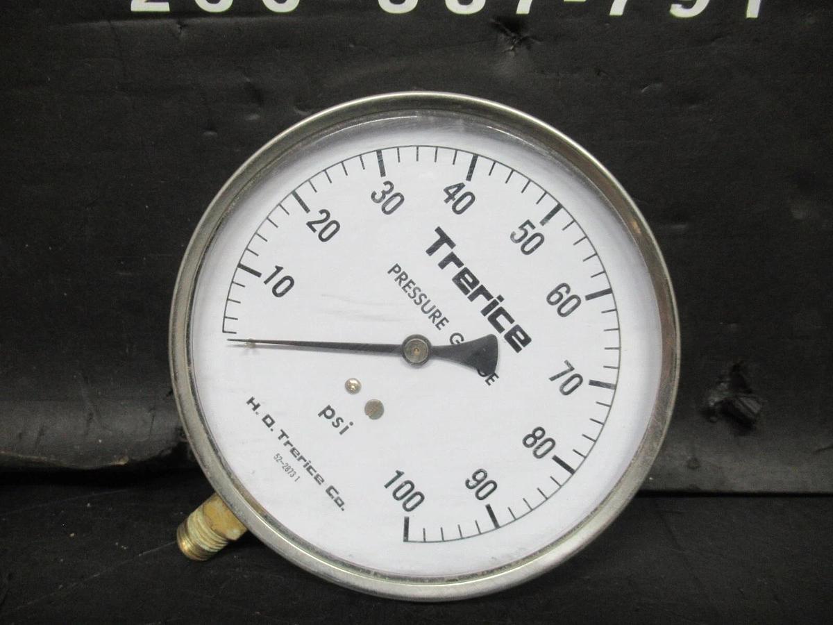 Used TRERICE PRESSURE GAUGE 52-28731 0-100 PSI **WARRANTY INCLUDED**