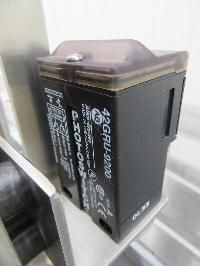 Used 4 1/2"  X 80" LONG SENTRY PLASTIC BELT BOTTLE CONVEYOR 1 HP 230/460 V 3 PH