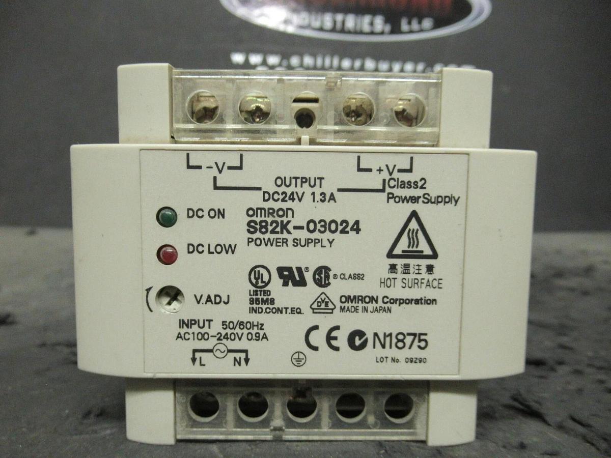 Used OMRON POWER SUPPLY MODULE S82K-03024 100-240 V 0.9 A // 24 VDC 1.3 A DIN RAIL