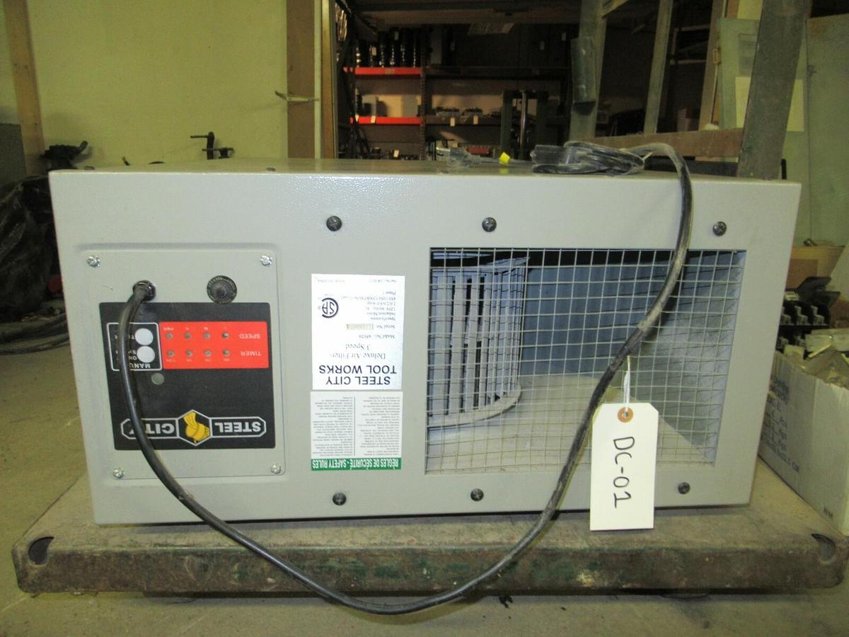 Used STEEL CITY DELUXE AIR FILTER 65120 3 SPEED MOTOR: 120 VAC 6 AMP 1200 RPM 1 PHASE