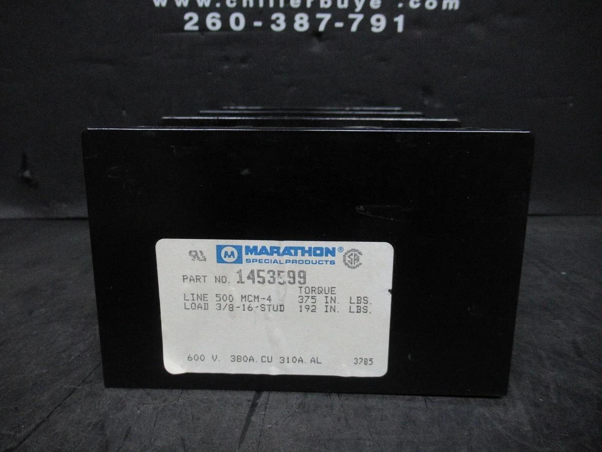 Used MARATHON DISTRIBUTION BLOCK 1453599 600 VOLT 380 AMP COPPER 310 AMP ALUMINIUM