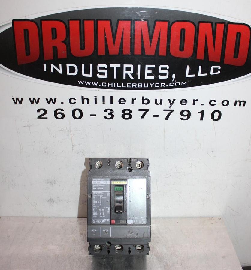 Used SQUARE D POWERPACT CIRCUIT BREAKER HDL36100SA 100 AMP 600 VAC 3-POLE HD-150