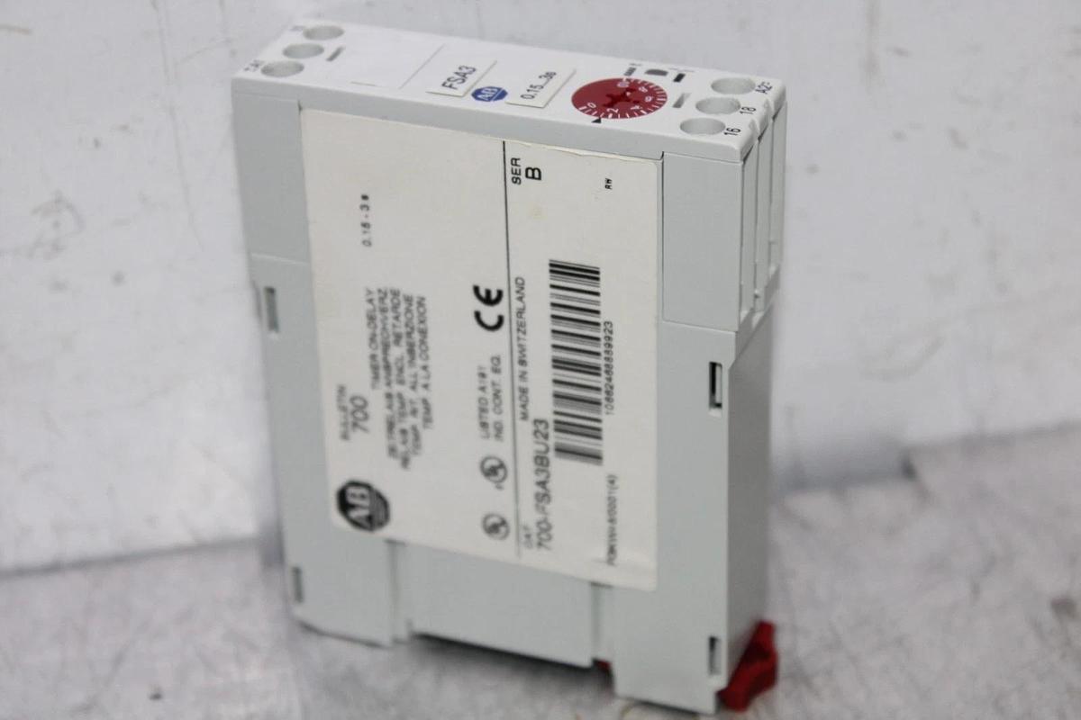 Used ALLEN BRADLEY TIME DELAY RELAY 700-FSA3BU23 240 VAC 24 VDC 0.15-3 SECOND