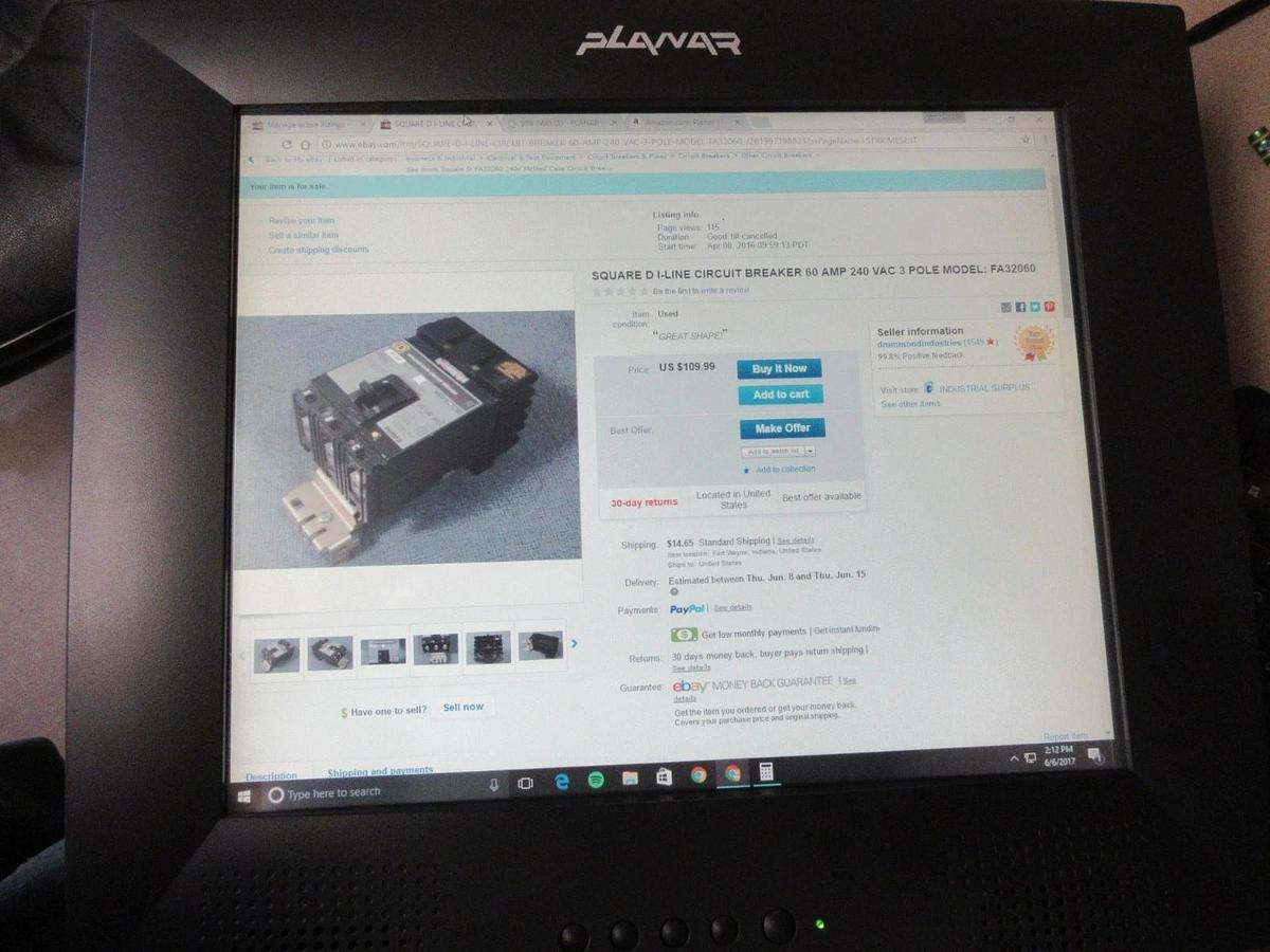 Used PLANAR 17.4IN LCD MONITOR RESISTIVE TOUCH SCREEN 996-0483-00 **WARRANTY**