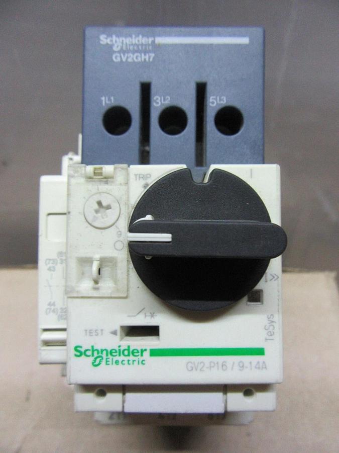 Used SCHNEIDER MANUAL MOTOR STARTER GV2-P16 600 VAC 10 HP 14 AMP 3-PHASE