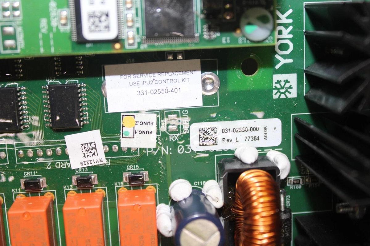 Used YORK HVAC CONTROL I/O CIRCUIT BOARD 031-02550-000 REV. L W/ 031-02630-001 REV. F