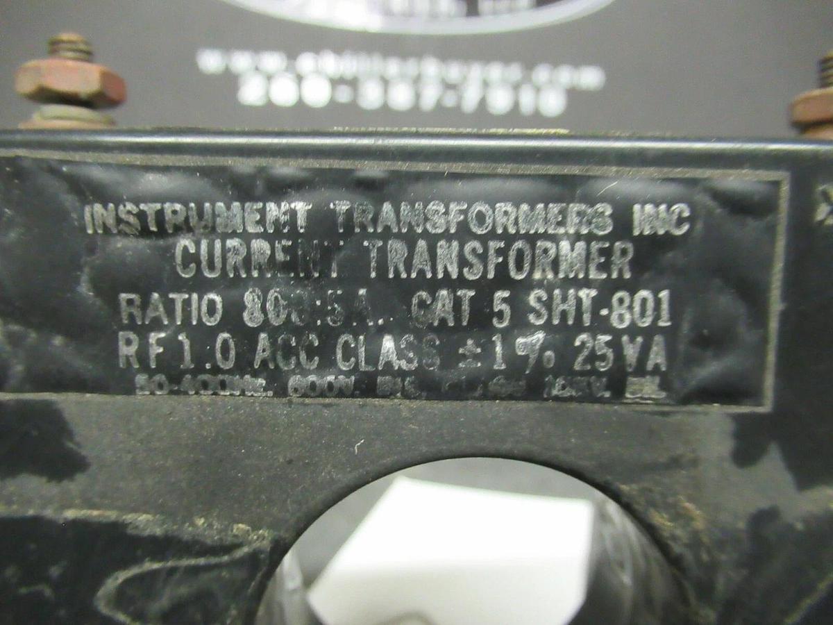 Used INSTRUMENT TRANSFORMERS CURRENT TRANSFORMERS CAT 5 SHT-801 800:5 AMP