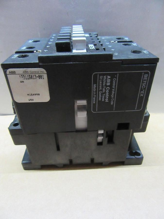 Used ABB CONTACTOR BE75 600 VAC 105 AMP 75 HP 3-PHASE 3-POLE COIL: 24 VDC