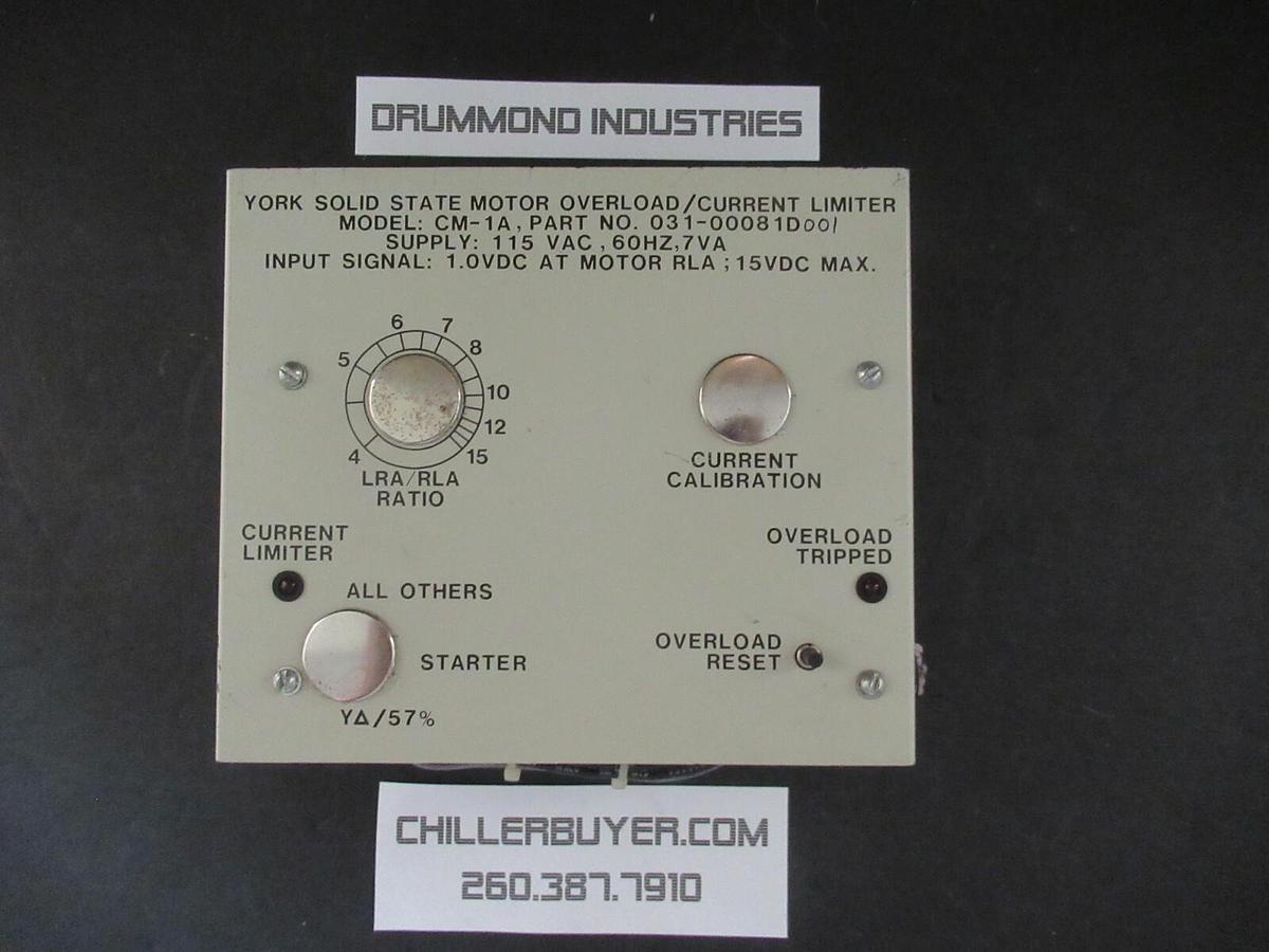 Used YORK CHILLER SOLID STATE MOTOR OVERLOAD CIRCUIT BOARD CM-1A 031-0081D001