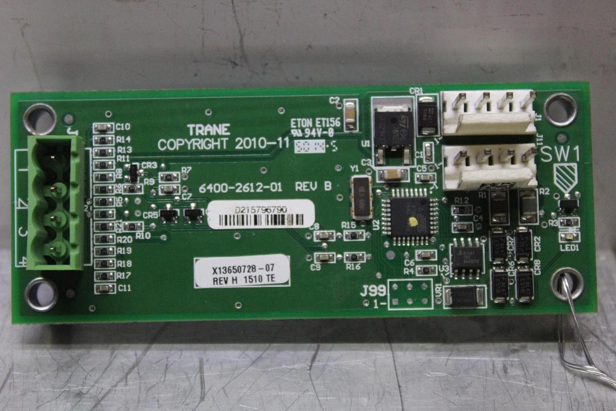 Used TRANE DUAL BINARY INPUT CIRCUIT BOARD 6400-2612-01 REV. B X13650728-07 REV. H