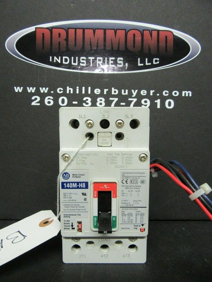 Used 50 AMP ALLEN BRADLEY BREAKER 140M-H8P-C50 3 POLE 600 VAC **WARRANTY INCLUDED**