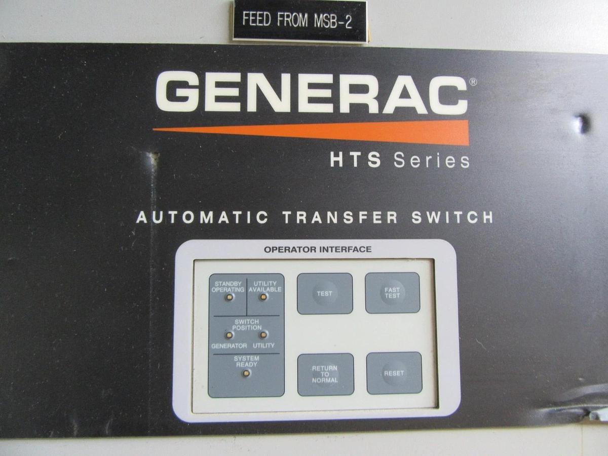 Used 100 AMP GENERAC HTS ATS AUTOMATIC TRANSFER SWITCH HTSN100G1 120/208 VAC