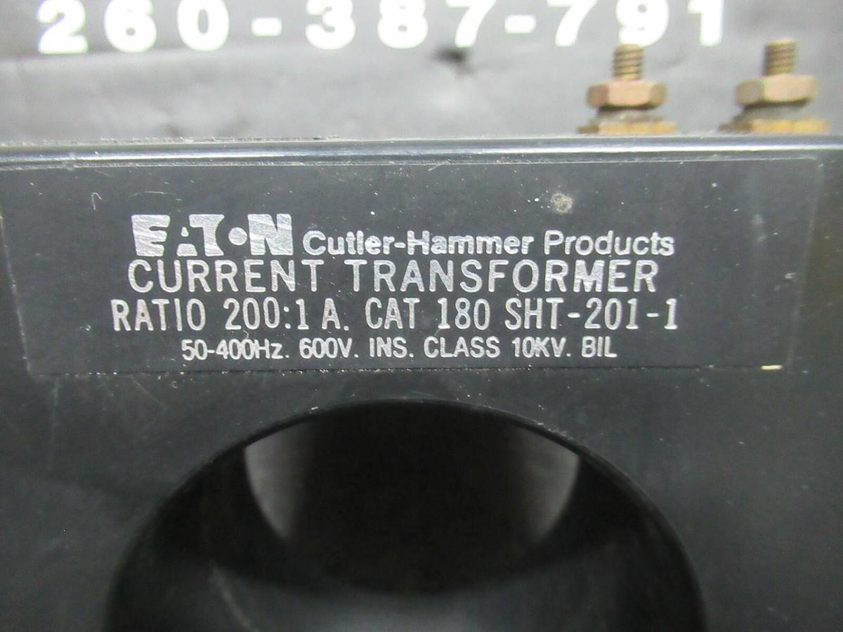 Used EATON CURRENT TRANSFORMER 180-SHT-201-1 50-400 HZ RATIO: 200:1A 600 VOLT 10 KV
