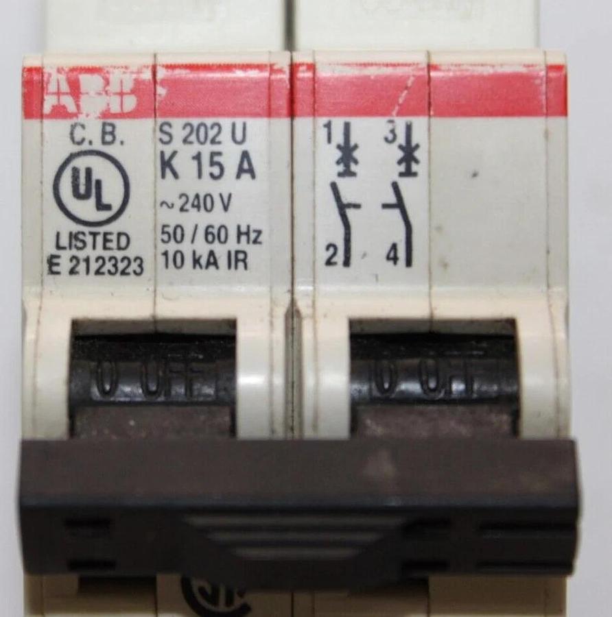 Used ABB CIRCUIT BREAKER S202U-K15 277/480 VAC 2-POLE **WARRANTY INCLUDED**
