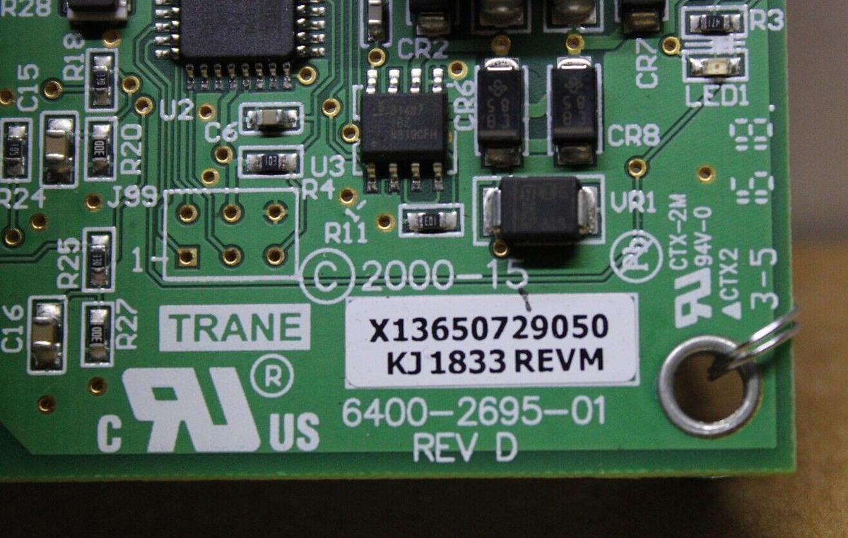 Used TRANE HVAC DUAL HU BINARY CIRCUIT BOARD X13650729050 REV. M 6400-2695-01 REV. D