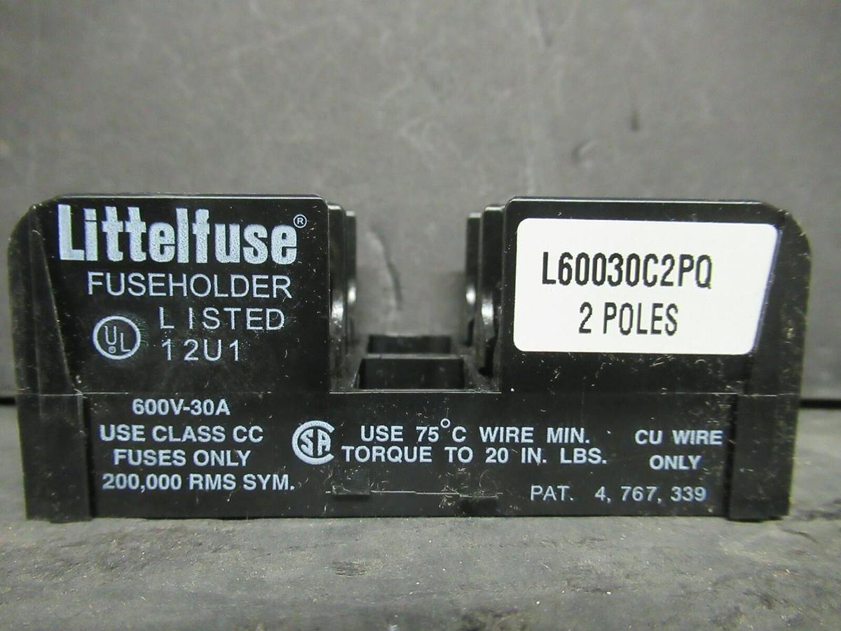 Used LITTELFUSE FUSE LUG SET L60030C2PQ 600 VOLTS 30 AMP **WARRANTY INCLUDED!**
