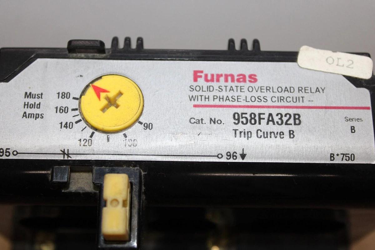 Used FURNAS SOLID STATE OVERLOAD RELAY 90-180 AMP 3 PHASE MODEL 958FA32B TRIP CURVE B