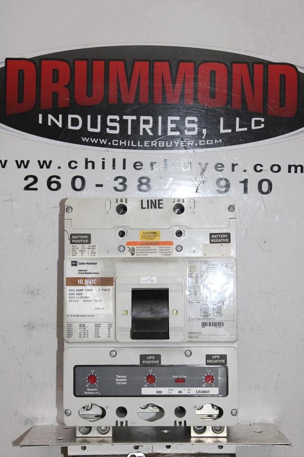 Used CUTLER-HAMMER DC CIRCUIT BREAKER HLDDC3600F 600 AMP 600 VDC W/ PLUG