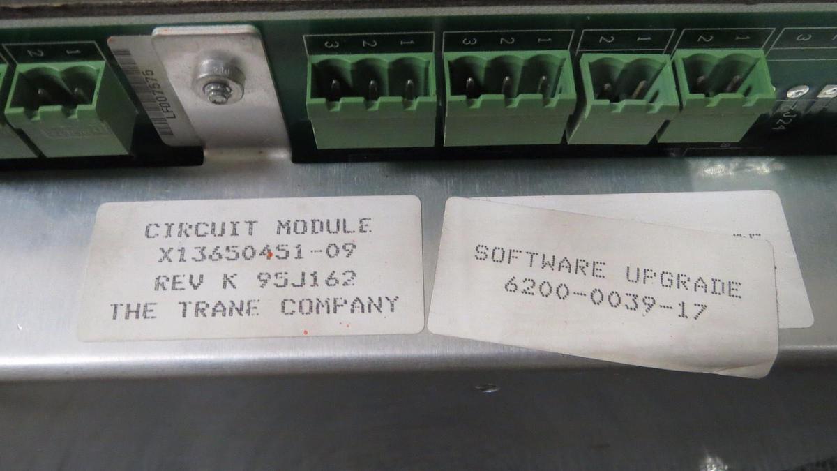 Used TRANE CIRCUIT MODULE X13650451-09 REV K   SOFTWARE UPGRADE: 6200-0039-17