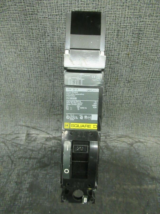 Used 20 AMP SQUARE D I LINE BREAKER FH16020B 277 VAC 1-POLE B-POLE **WARRANTY**