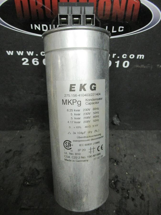 Used EKG MKPg KONDENSATOR CAPACITOR 6.25 KVAR @ 230 VAC 60 HZ 275.156-410403/221404