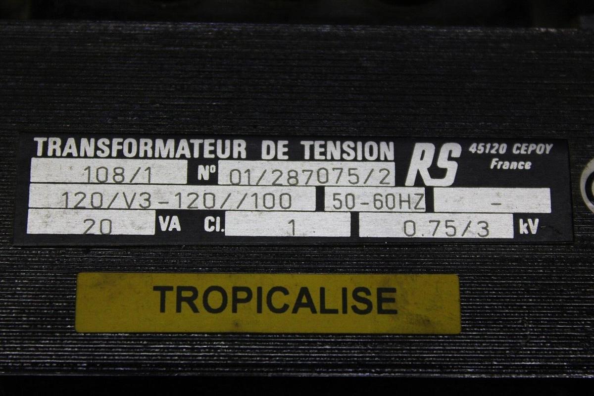 Used 45120 CEPOY TRANSFORMER 01/287075/2 20 VA 0.75/3 KV 120/V3-120 100
