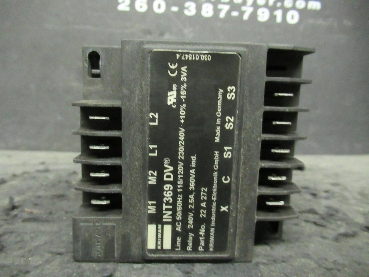 Used KRIWAN INT369 DV MOTOR PROTECTOR RELAY 120 / 240 VAC 1PH 60 HZ PART NO. 22 A 272
