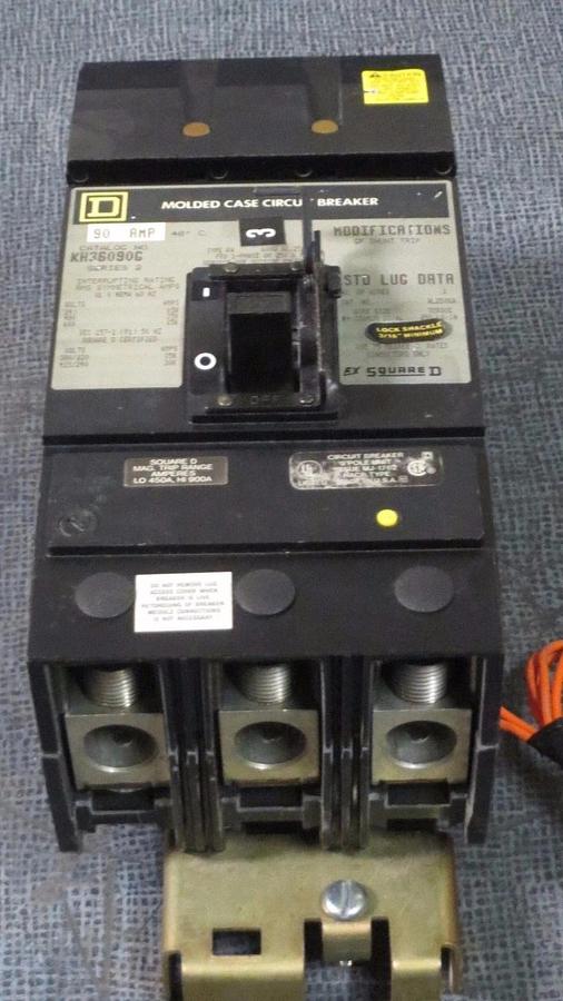 Used SQUARE D I-LINE BREAKER KH36090G 90 AMP 600 V 3 POLE WITH GROUND FAULT SHUNT
