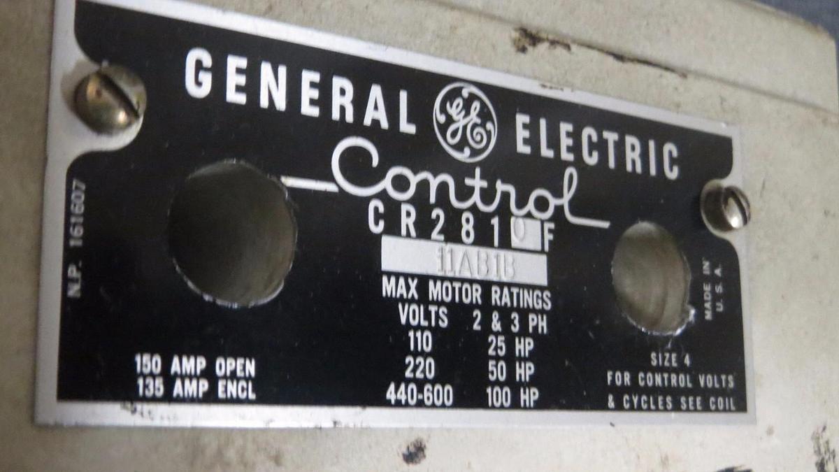 Used GENERAL ELECTRIC NEMA CONTROL CONTACTOR CR2810F-11AB1B 150 AMP SIZE 4 3-PHASE