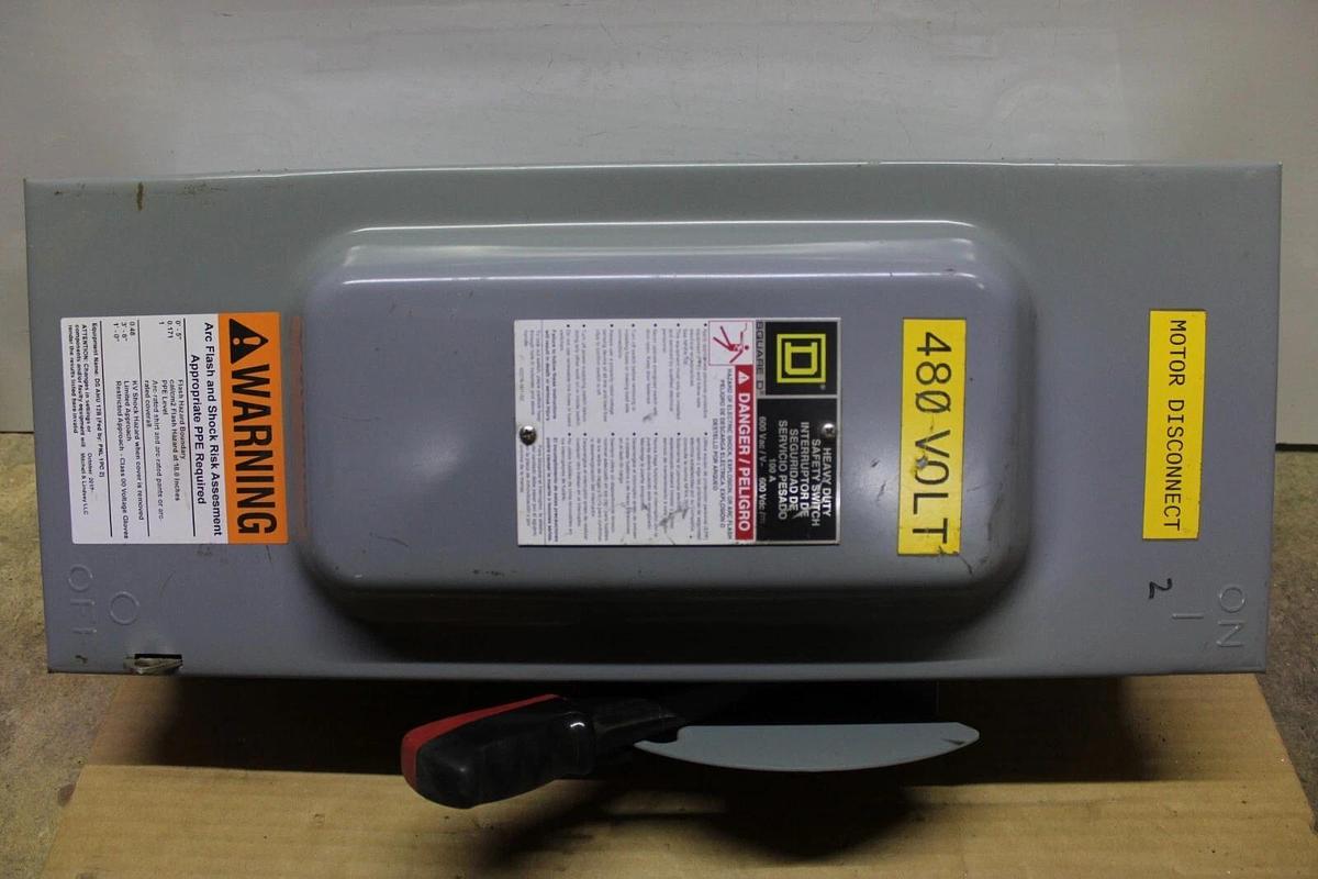 Used SQUARE D DISCONNECT SWITCH HU363 100 AMP 600 VAC TYPE 1 ENCLOSURE