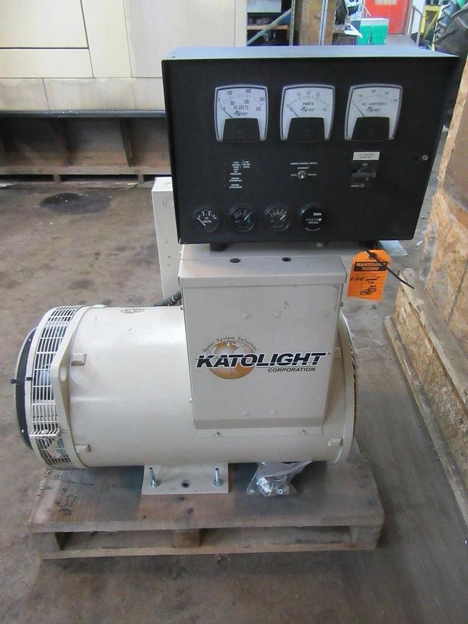 Used 85 KW KATOLIGHT GENERATOR HEAD SINGLE PHASE 3/11.5 GENERATOR CONTROLLER, BREAKER