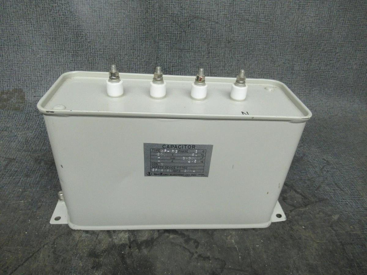 Used SHIZUKI CAPACITOR EF09161 MF-RG 60 HZ 3 x 300 uF 4-5 KG 208 V 3 POLE