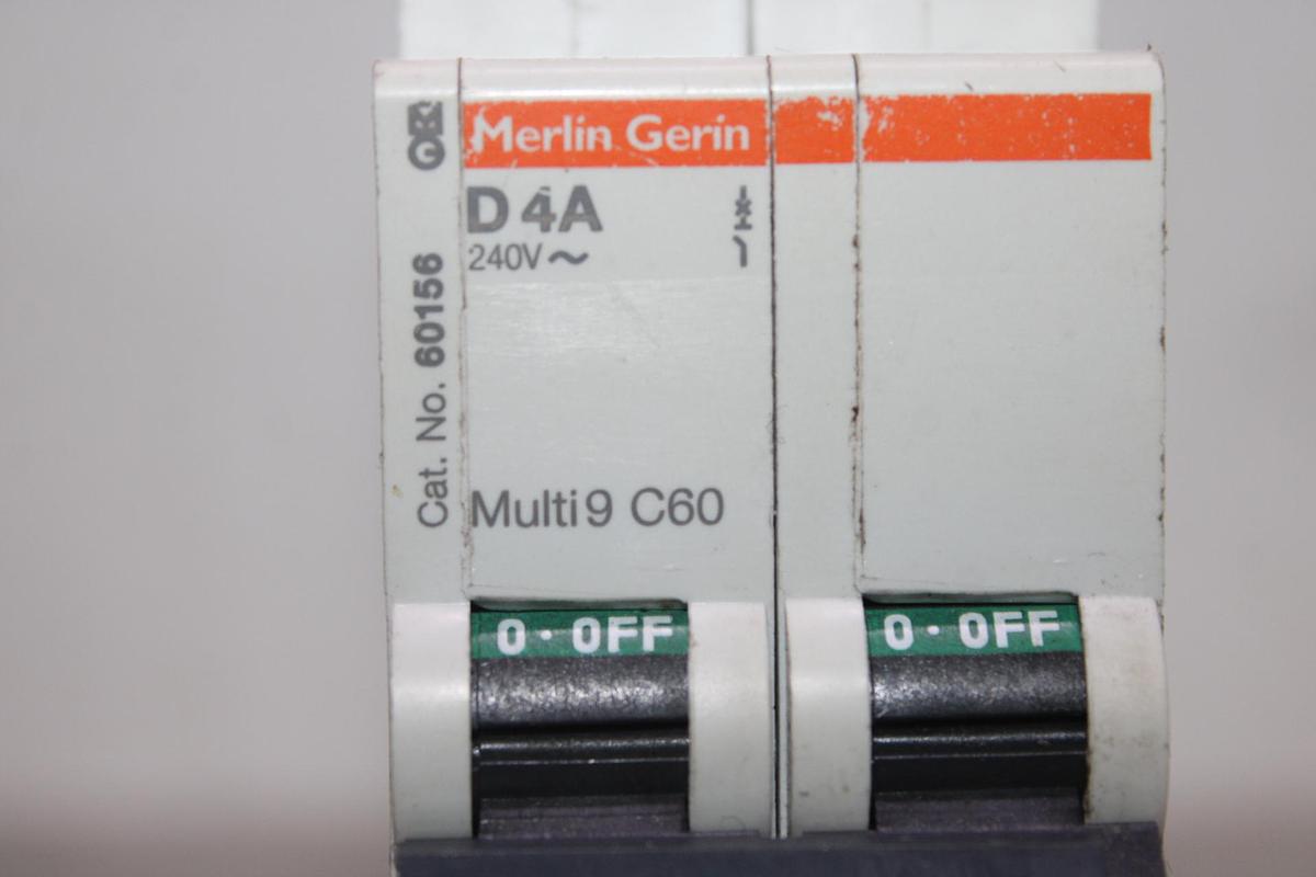 Used MERLIN GERIN MULTI9 CIRCUIT BREAKER C60N D6A 440 VAC 6 AMP 2-POLE