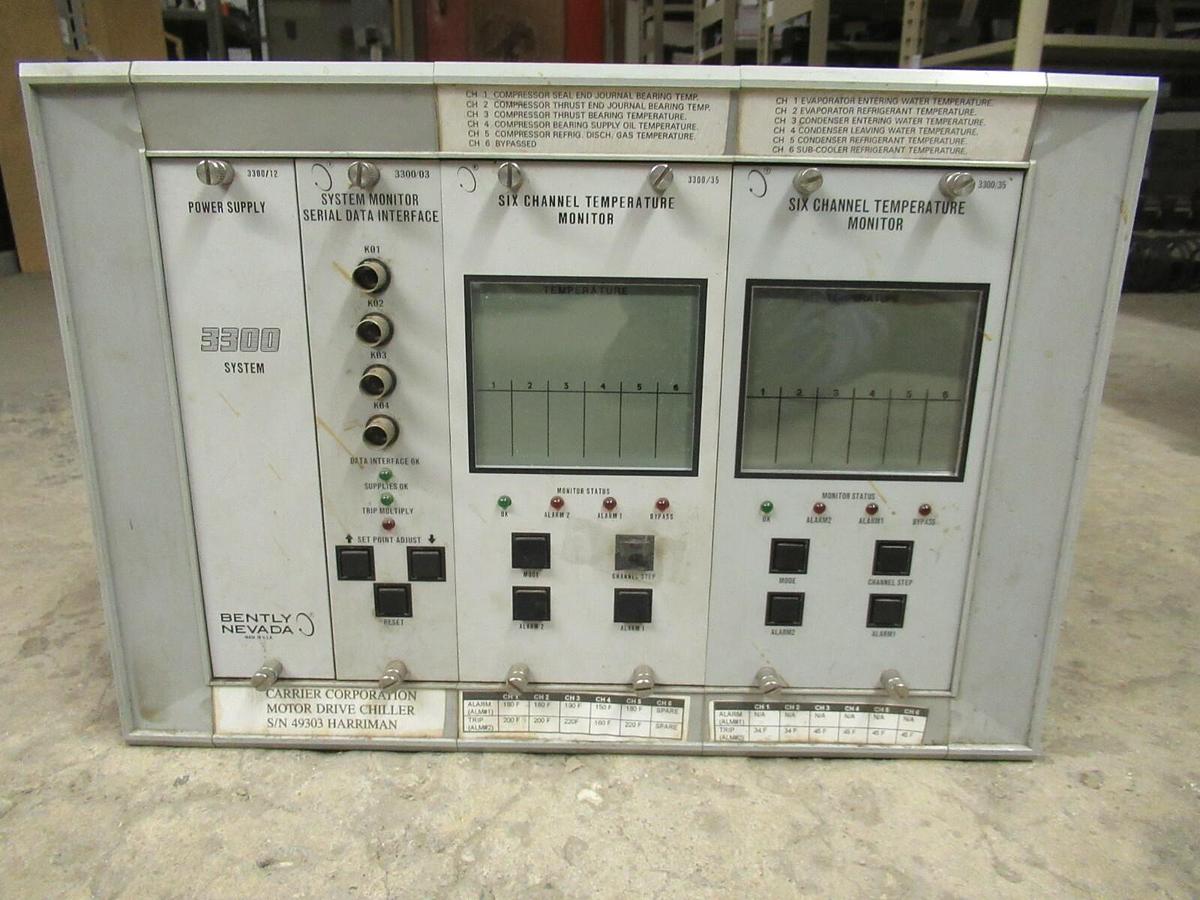 Used BENTLY NEVADA CHILLER MOTOR DRIVE 3300 SYSTEM SYS#: 2 JOB#: 0383117-00