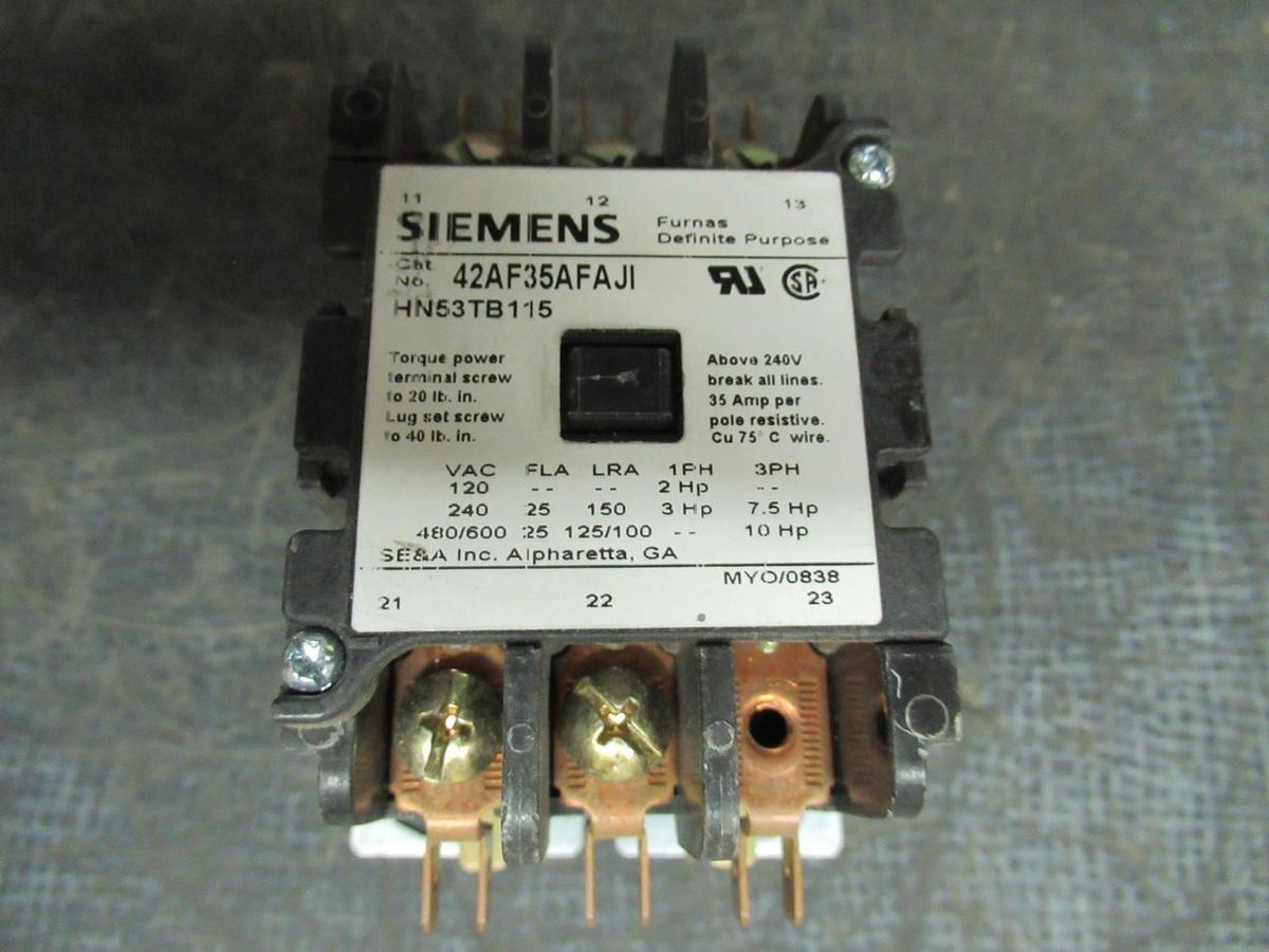 Used SIEMENS / FURNAS CONTACTOR 42AF35AFAJI HN53TB115 600V 35A 10HP **WARRANTY**