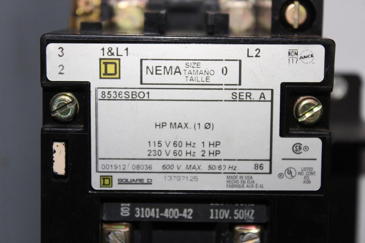 Used SQUARE D SIZE 0 FUSIBLE COMBINATION STARTER 8538SBA66V02CFP1 NEMA 3R 30 AMP