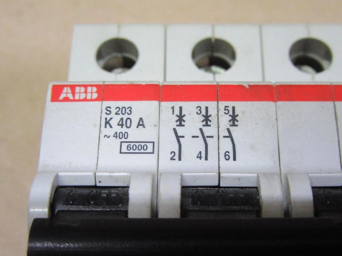 Used LOT OF 3 ABB S203-K40A 400 VOLT 40 AMP 3-POLE **WARRANTY INCLUDED**