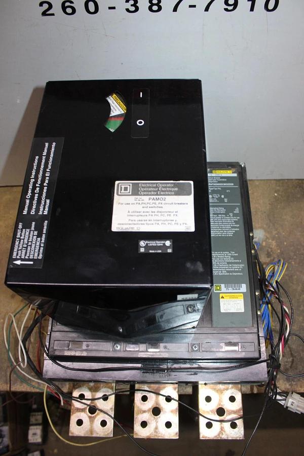 Used SQUARE D DC BREAKER PAF362000DCMO22320 2000 AMP 600 VDC W/ PAM02